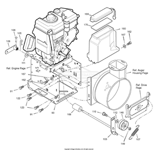 Frame Diagram and Parts List for C950-52848-0 (1695561)(2008) Briggs and Stratton Snow Blower